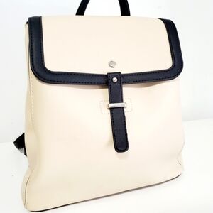 Mia & Luca Cream-Black Vegan Leather Backpack with Top Handle